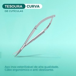 Tesoura Curva Cutilagem e Sobrancelha Aço Inox GL