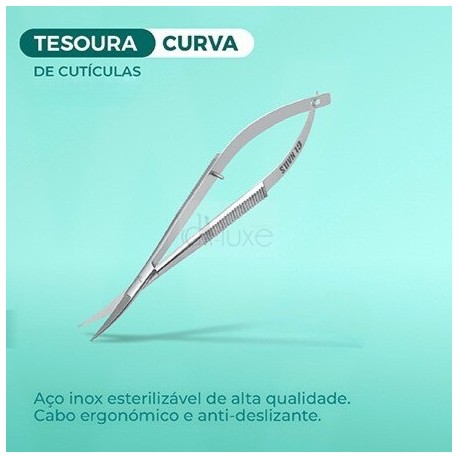 Tesoura Curva Cutilagem e Sobrancelha Aço Inox GL