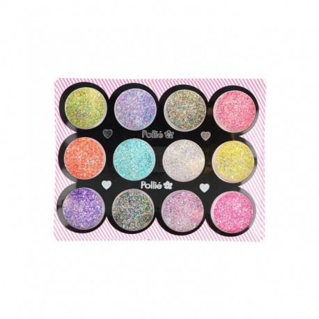Glitter para nail art sortidos 1gx12 cores Pollié