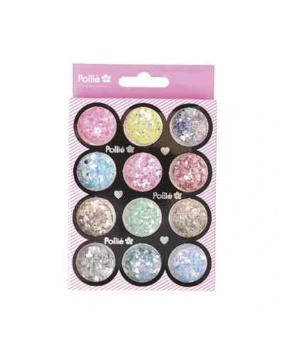 Pó Glitter Brilho para nail art 1,5gx12 cores Pollié