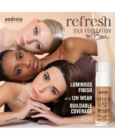 Refresh Silk Foundation by Bru - BASE SEDOSA COM ACABAMENTO PERFEITO - Andreia Professional