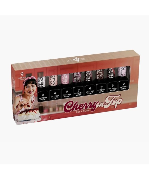 SET'25 Coleção CHERRY ON TOP  Gel Polish 423- 429 + Top Coat ON SHIMMER - Victoria Vynn