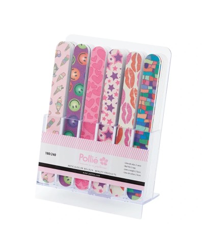 Lima de Unhas Decorada com Desenhos Gramagem 180/240 - Pollié