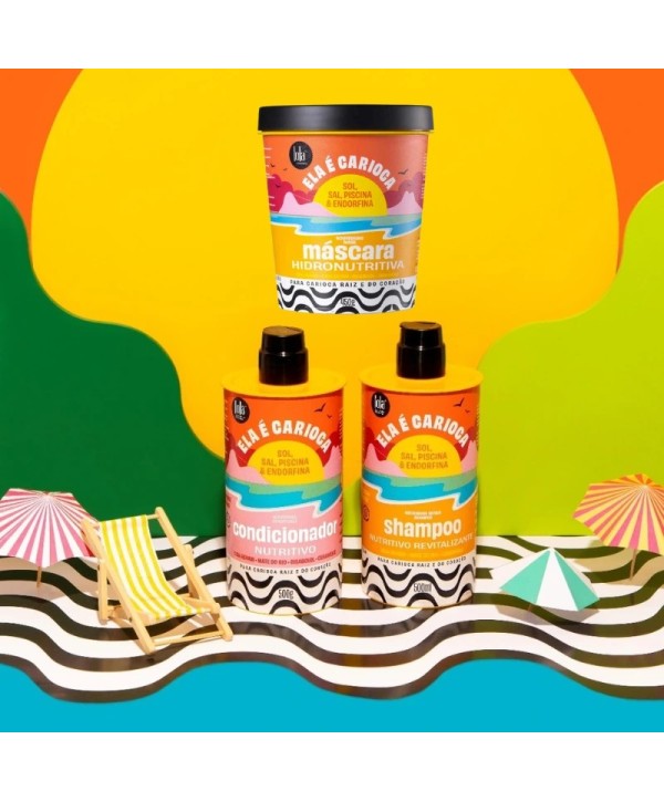 KIT ELA É CARIOCA - Champô+Condicionador+Máscara - Gama para todo o tipo de cabelo - Lola Cosmetics