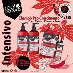 Champô Pro-Crescimento Óleo Rícino & Pimenta Rosa - Real Natura